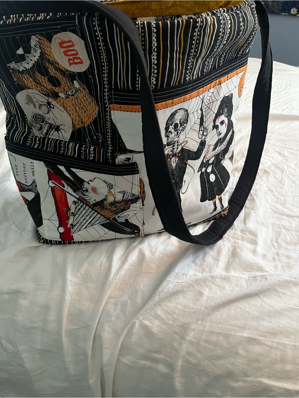 Halloween Print Tote Bag in Black & Orange